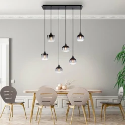 Suspension Leuchten-Direkt ZEA Noir, 6 lumières