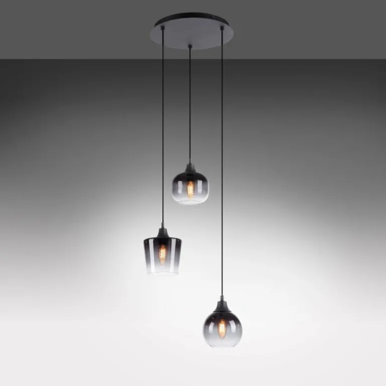 Suspension Leuchten-Direkt ZEA Noir, 3 lumières