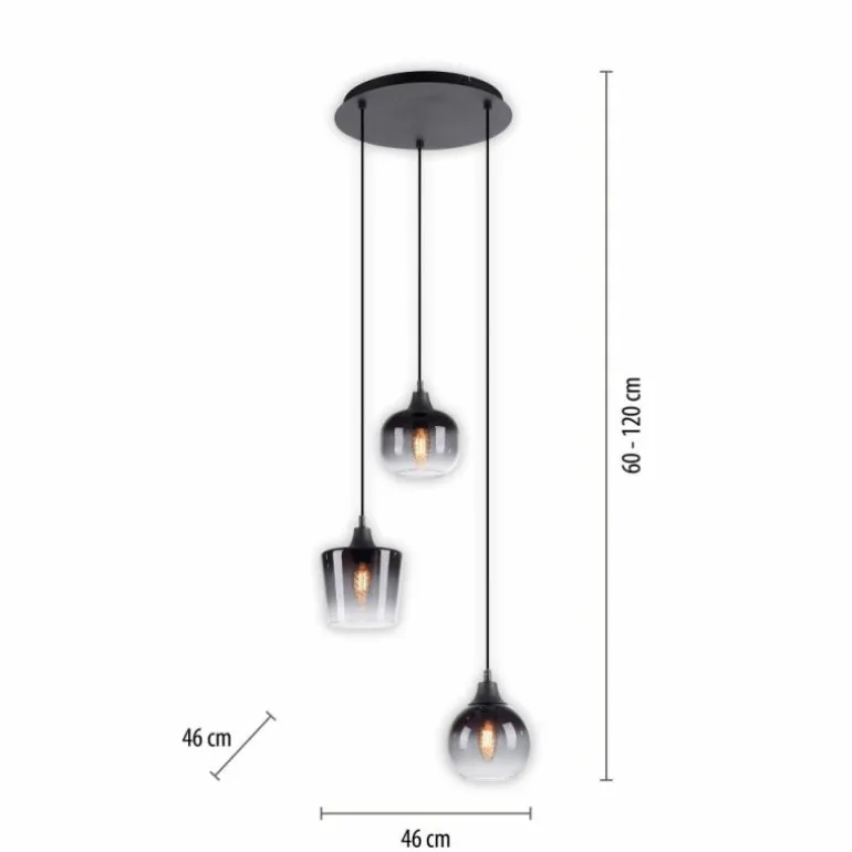 Suspension Leuchten-Direkt ZEA Noir, 3 lumières