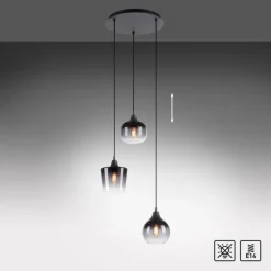 Suspension Leuchten-Direkt ZEA Noir, 3 lumières
