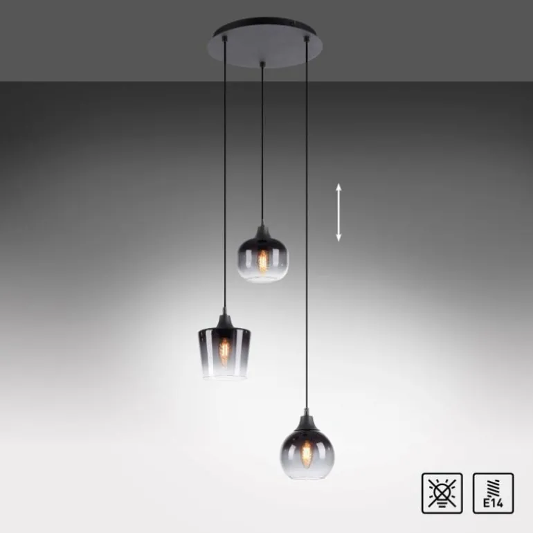 Suspension Leuchten-Direkt ZEA Noir, 3 lumières