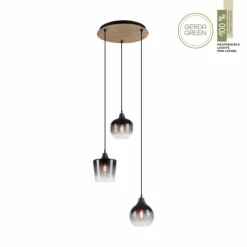 Suspension Leuchten-Direkt GREEN ZEA Écru, Noir, 3 lumières