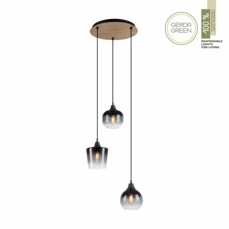 Suspension Leuchten-Direkt GREEN ZEA Écru, Noir, 3 lumières