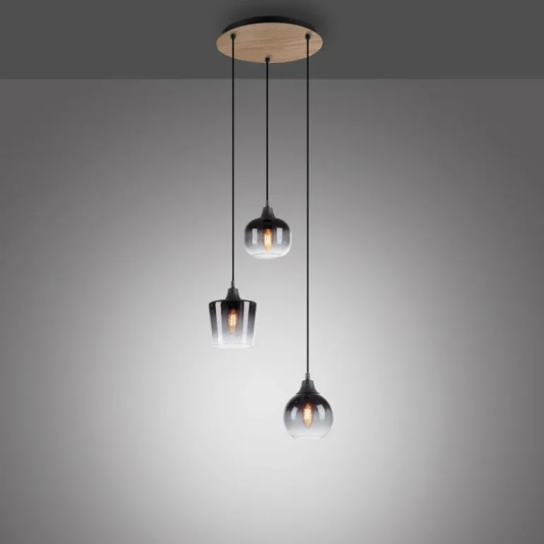 Suspension Leuchten-Direkt GREEN ZEA Écru, Noir, 3 lumières