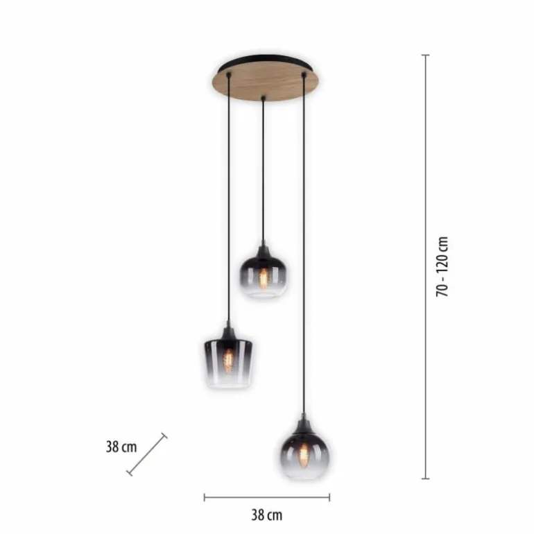 Suspension Leuchten-Direkt GREEN ZEA Écru, Noir, 3 lumières