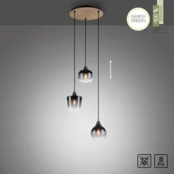 Suspension Leuchten-Direkt GREEN ZEA Écru, Noir, 3 lumières