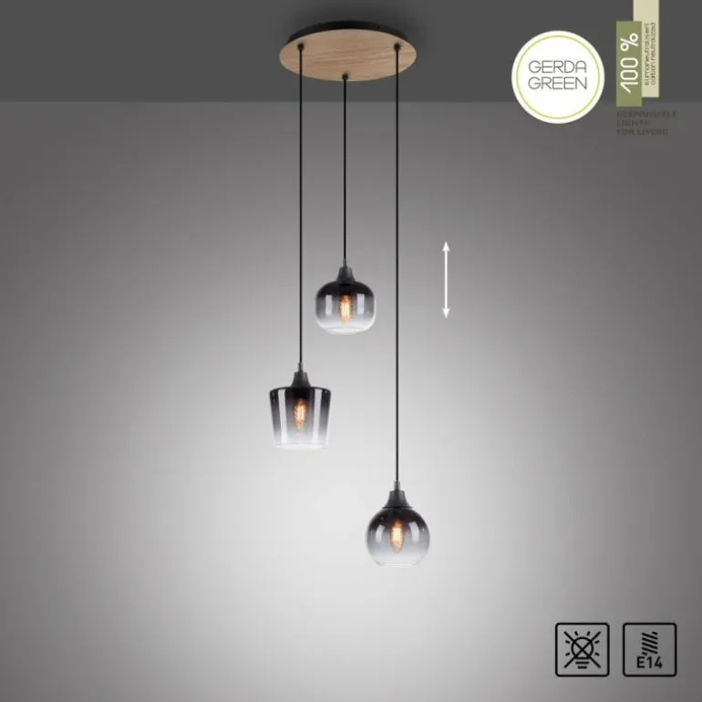 Suspension Leuchten-Direkt GREEN ZEA Écru, Noir, 3 lumières