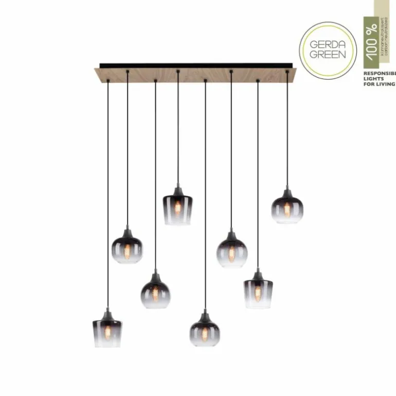 Suspension Leuchten-Direkt GREEN ZEA Écru, Noir, 8 lumières