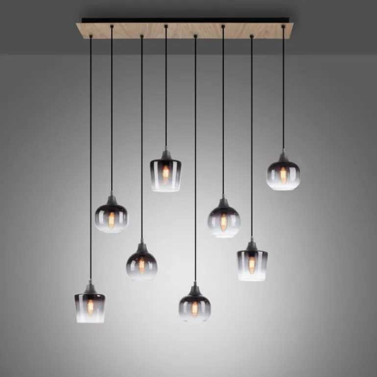 Suspension Leuchten-Direkt GREEN ZEA Écru, Noir, 8 lumières
