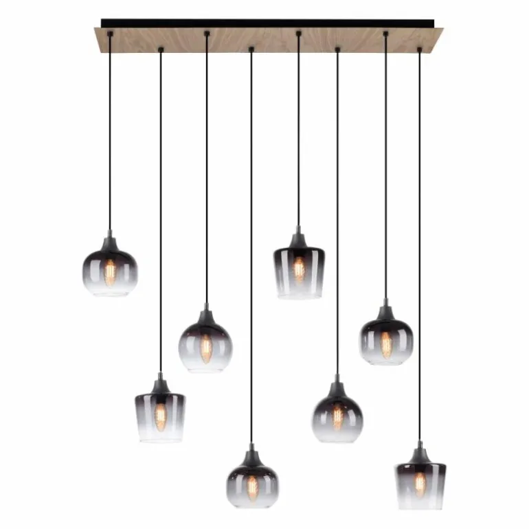 Suspension Leuchten-Direkt GREEN ZEA Écru, Noir, 8 lumières