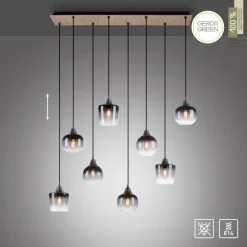 Suspension Leuchten-Direkt GREEN ZEA Écru, Noir, 8 lumières
