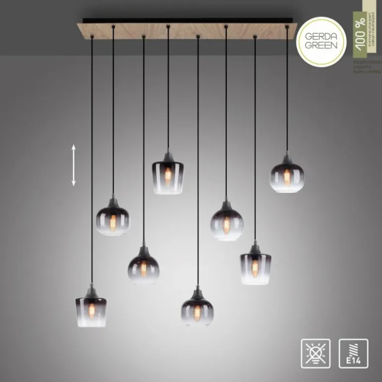 Suspension Leuchten-Direkt GREEN ZEA Écru, Noir, 8 lumières