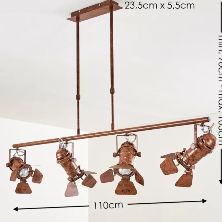 Suspension Lichinga Rouille, 4 lumières