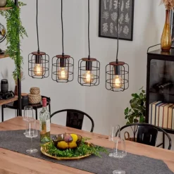 Suspension Loedingen Brun, Noir, 4 lumières