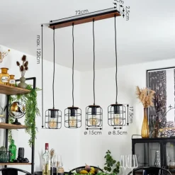 Suspension Loedingen Brun, Noir, 4 lumières