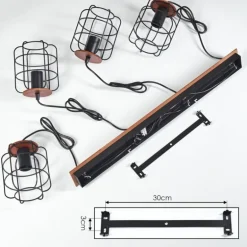 Suspension Loedingen Brun, Noir, 4 lumières