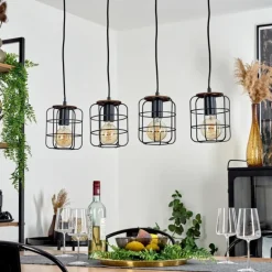 Suspension Loedingen Brun, Noir, 4 lumières