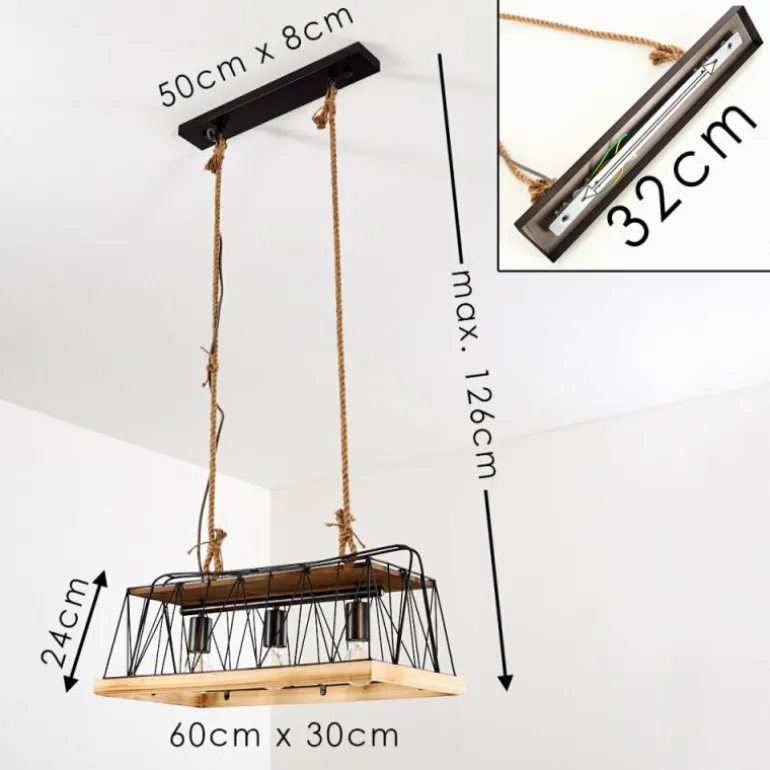 Suspension Logum Brun, Noir, 3 lumières