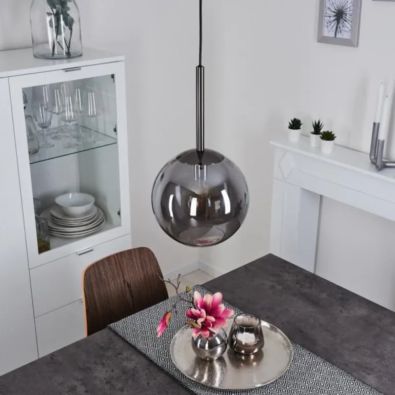 Suspension Loiulo Nickel mat, Argenté, 1 lumière