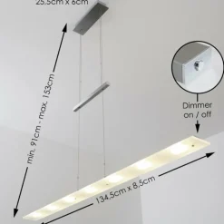 Suspension Lourdes LED Chrome, Nickel mat, 7 lumières