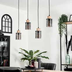 Suspension Loursin Noir, 4 lumières