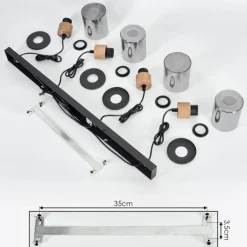 Suspension Loursin Noir, 4 lumières