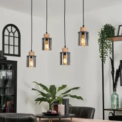 Suspension Loursin Noir, 4 lumières