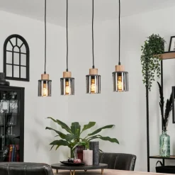 Suspension Loursin Noir, 4 lumières