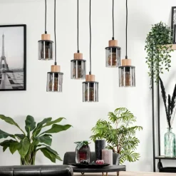 Suspension Loursin Noir, 6 lumières