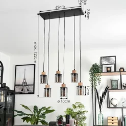 Suspension Loursin Noir, 6 lumières