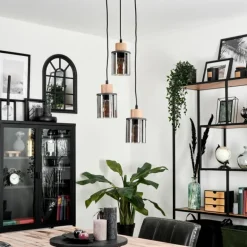 Suspension Loursin Noir, 3 lumières