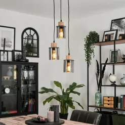 Suspension Loursin Noir, 3 lumières