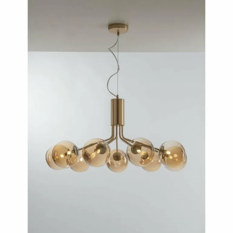 Suspension Luce Design NEPTUN Laiton, 9 lumières