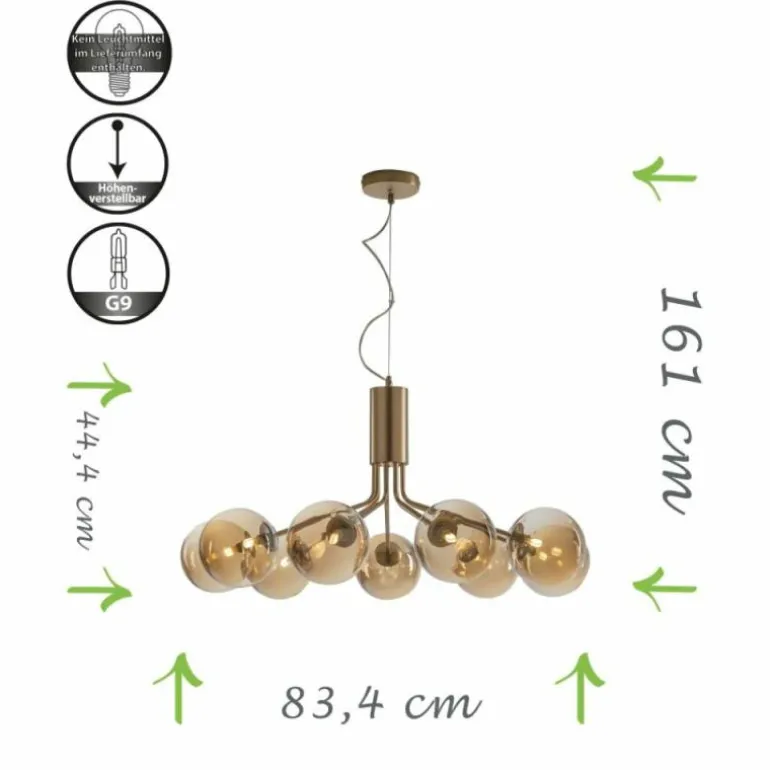 Suspension Luce Design NEPTUN Laiton, 9 lumières