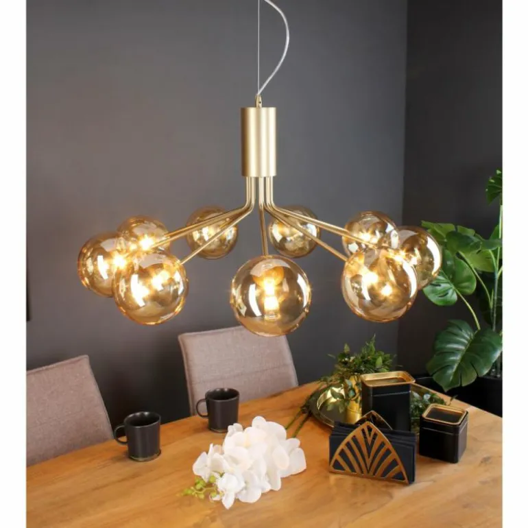 Suspension Luce Design NEPTUN Laiton, 9 lumières