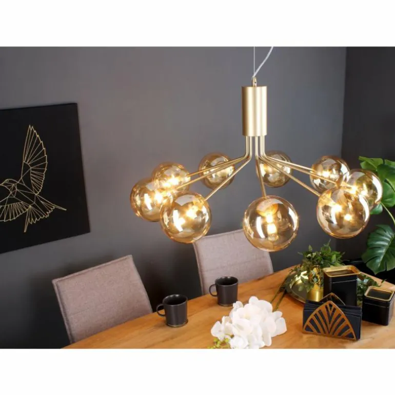 Suspension Luce Design NEPTUN Laiton, 9 lumières