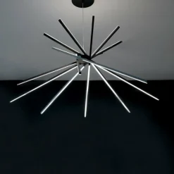 Suspension Luce Design Shanghai LED Noir, 8 lumières
