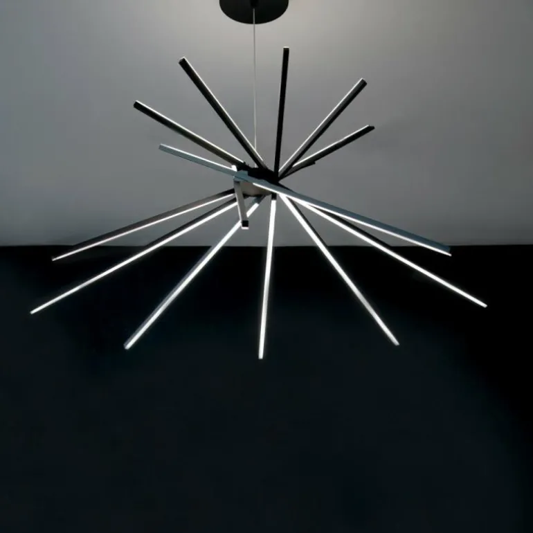 Suspension Luce Design Shanghai LED Noir, 8 lumières