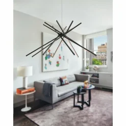 Suspension Luce Design Shanghai LED Noir, 8 lumières