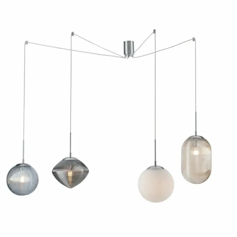 Suspension Luce-Design Greenwich Chrome, 4 lumières