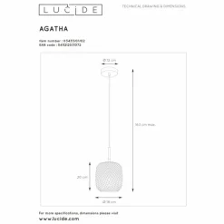 Suspension Lucide AGATHA Or, Laiton, 1 lumière