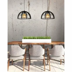 Suspension Lucide DIKRA Noir, 2 lumières