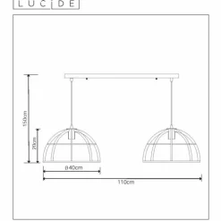 Suspension Lucide DIKRA Noir, 2 lumières