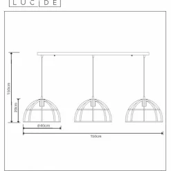 Suspension Lucide DIKRA Noir, 3 lumières