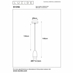 Suspension Lucide EVORA Noir, 1 lumière