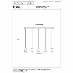 Suspension Lucide EVORA Noir, 5 lumières