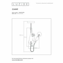 Suspension Lucide EXTRAVAGANZA CHIMP Noir, 1 lumière