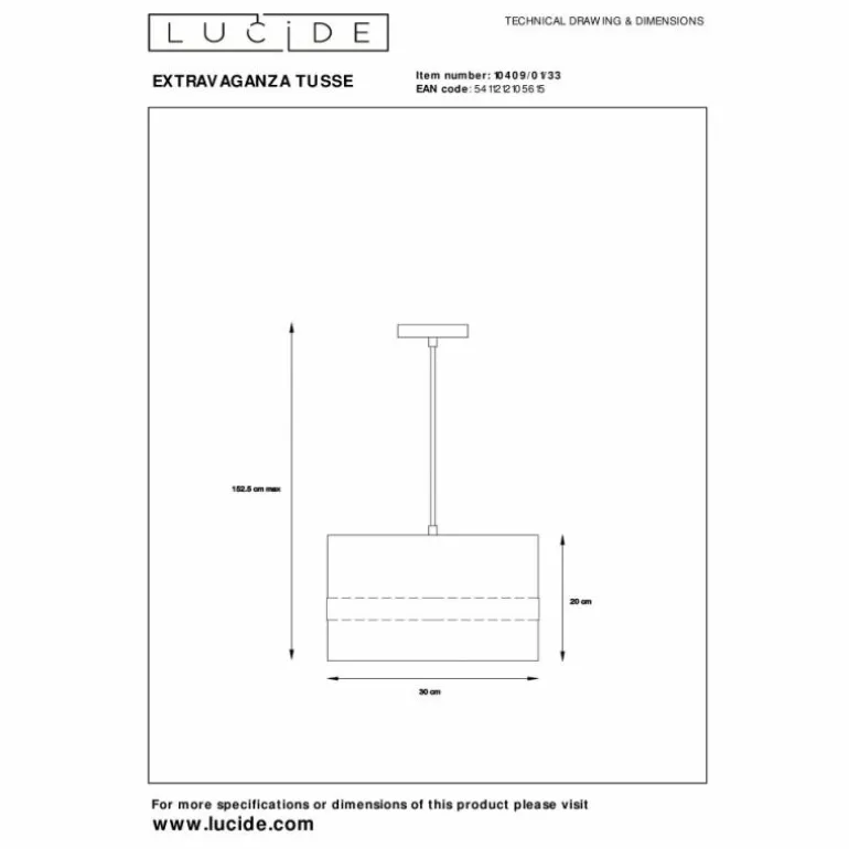 Suspension Lucide EXTRAVAGANZA TUSSE Or, 1 lumière