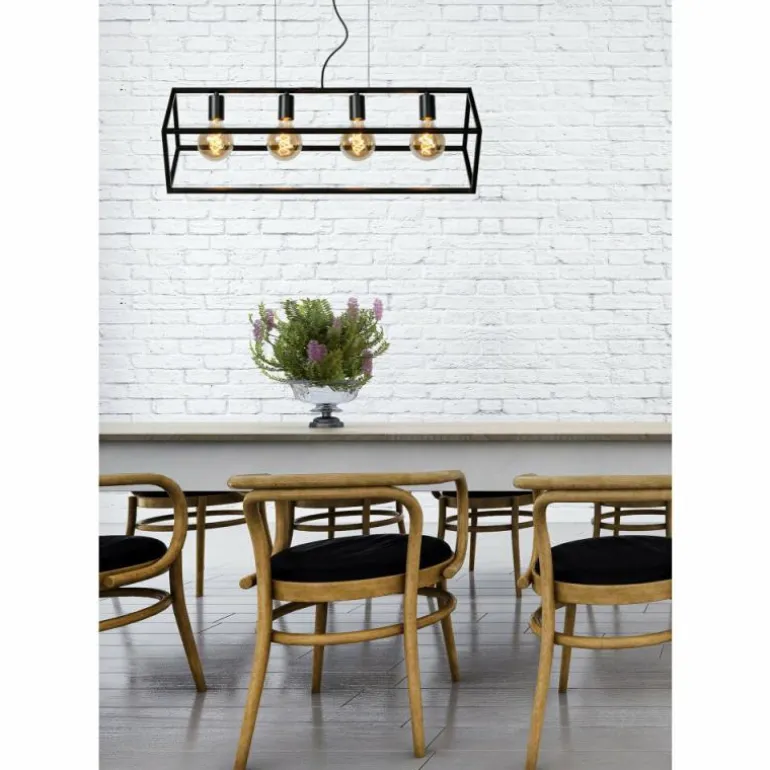 Suspension Lucide FABIAN Noir, 4 lumières