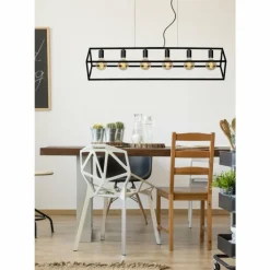 Suspension Lucide FABIAN Noir, 6 lumières